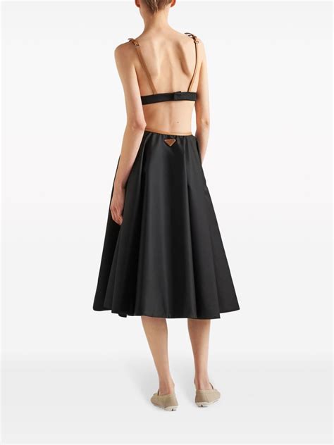 prada nylon midi skirt|Black Re.